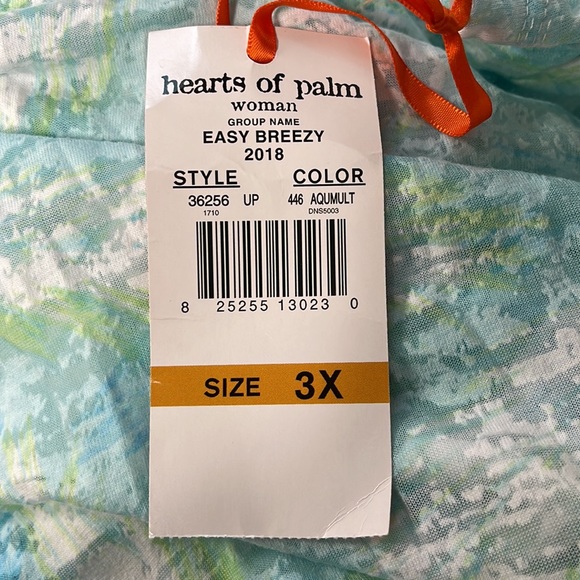 Hearts Of Palm Woman NWT Easy Breezy Aqua Multi Side Tie T-shirt - Picture 9 of 9